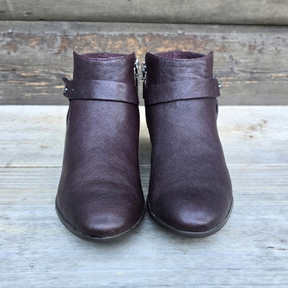 Clarks Boylan Dawn Aubergine Pebbled Leather, Western Boho, Comfort Bootie 6M - Picture 7 of 14